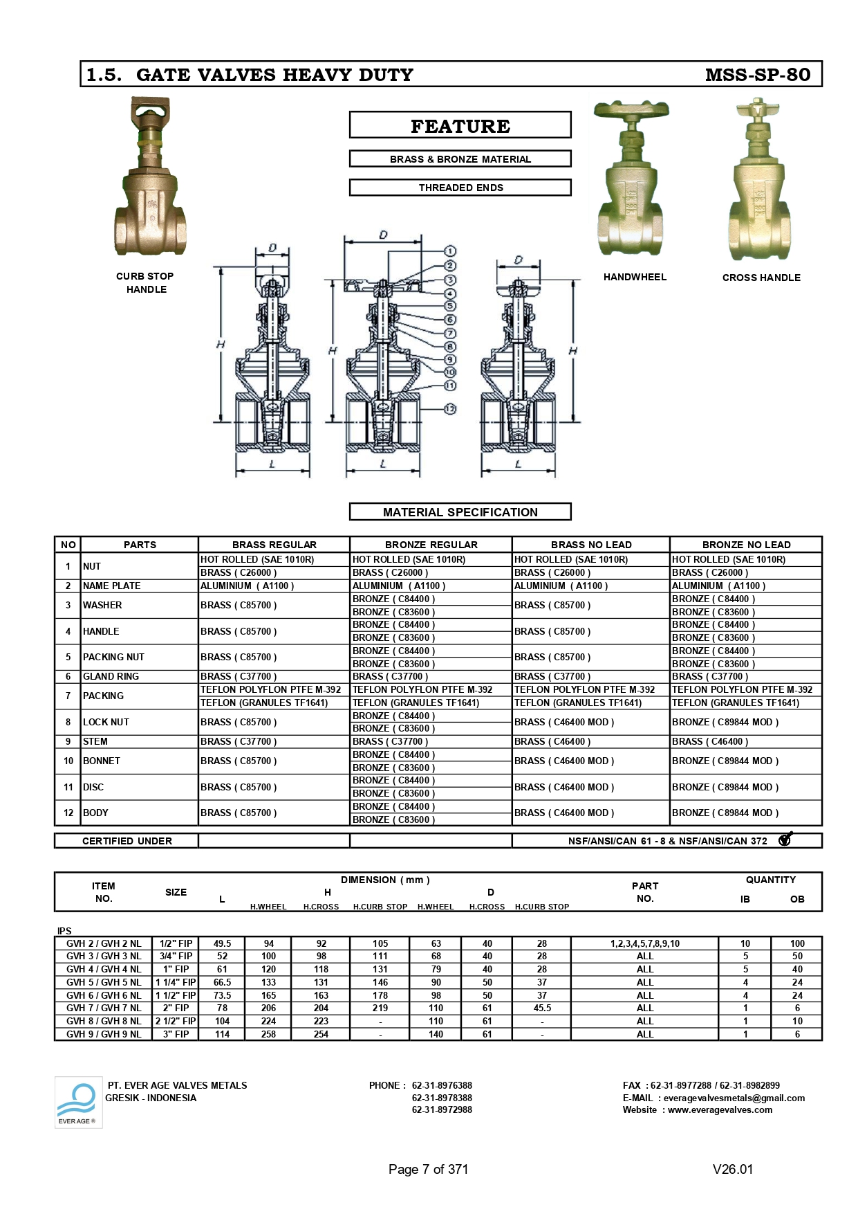 GATE VALVES HEAVY DUTY - GVH 2 - GVH 9